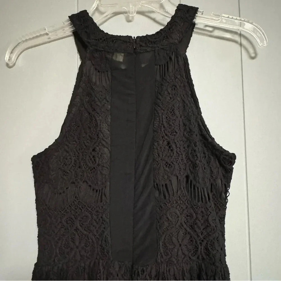 ALTAR’D STATE Black Lace Halter Neck Sleeveless Dress with Mesh Inserts Size XS - Picture 5 of 9